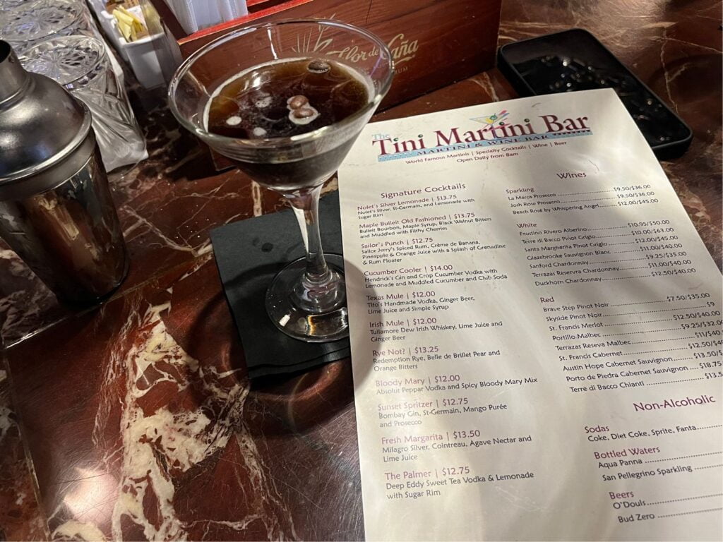 Espresso martini at The Tini Martini Bar