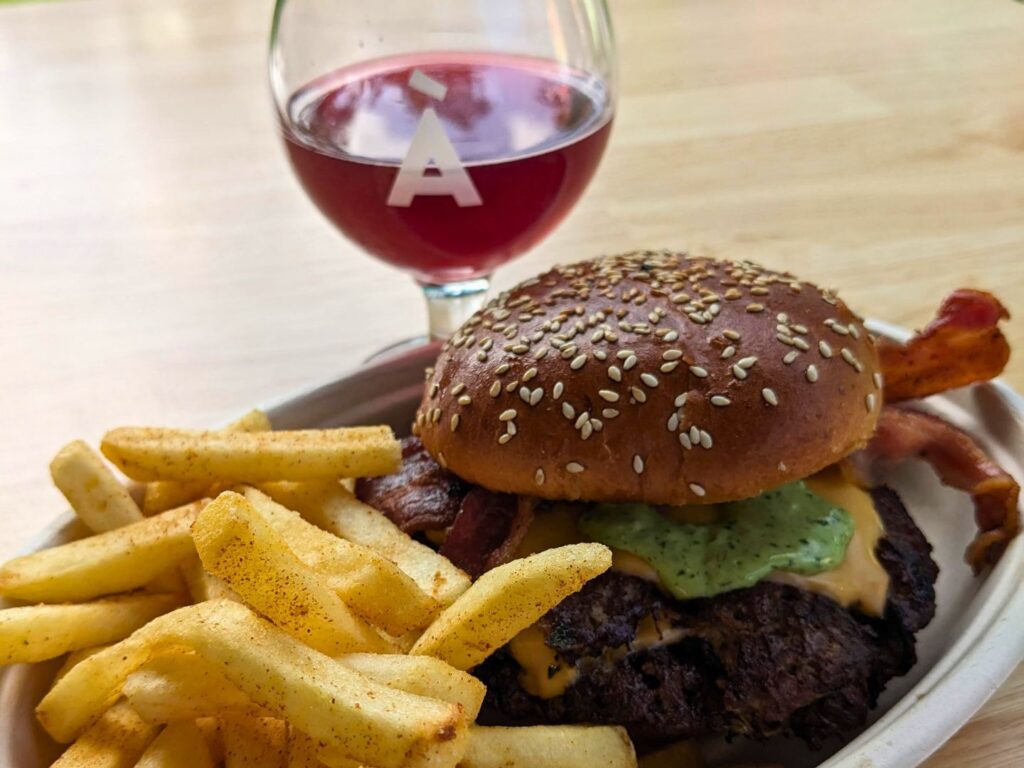 Burger and Fries from SmashDunk BRGR and a beer at À La Cart SoDo