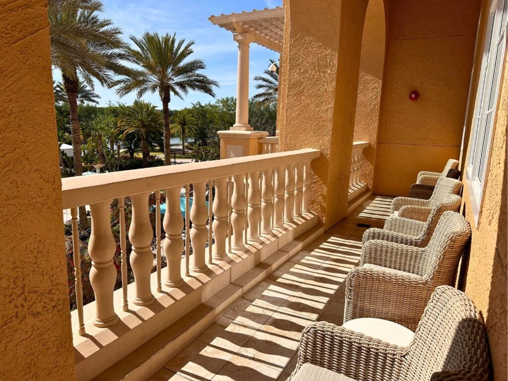 Ritz Carlton Grande Lakes Orlando Second floor spa balcony overlooking adults only pool 