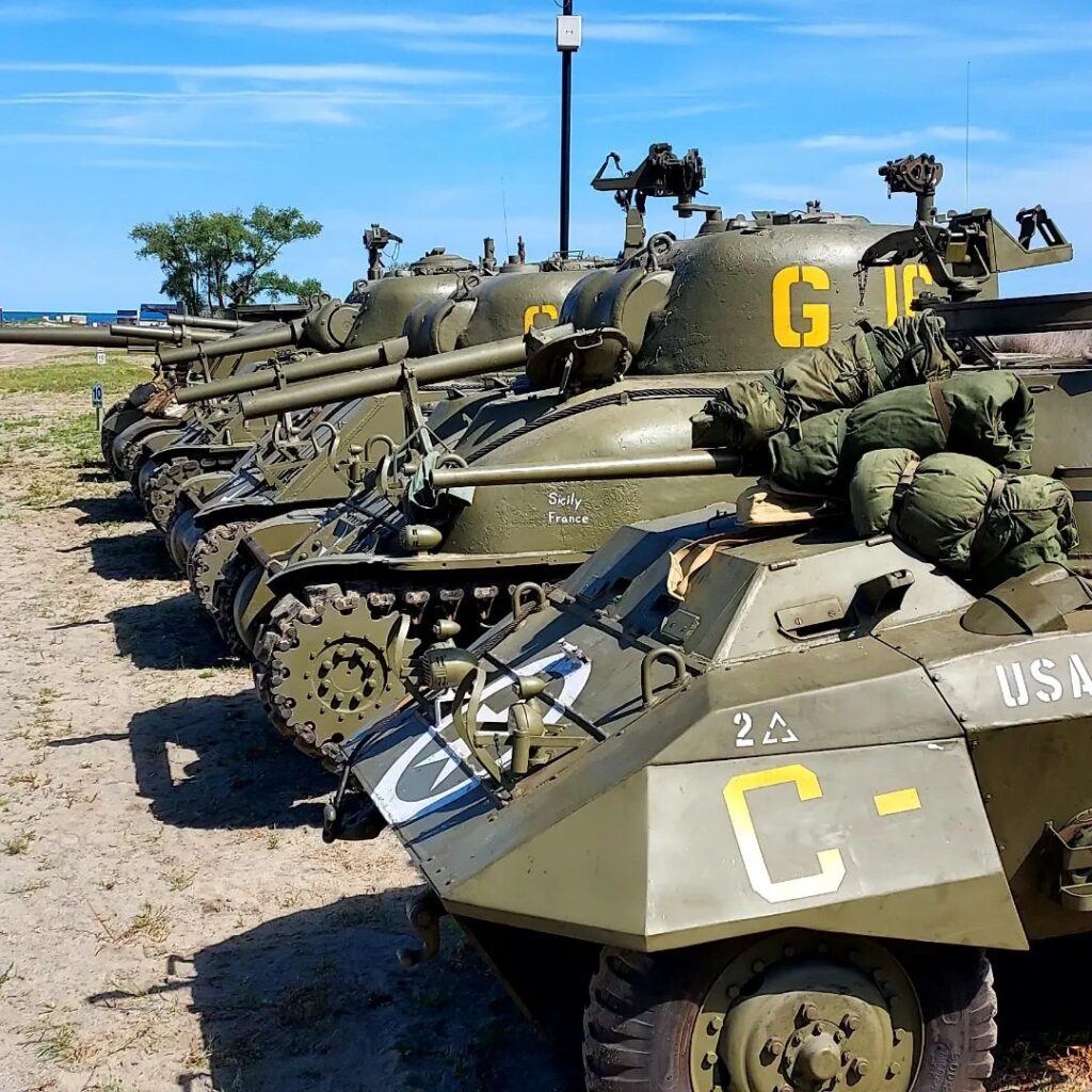 WW2 Armor Tank Collection lined up outside