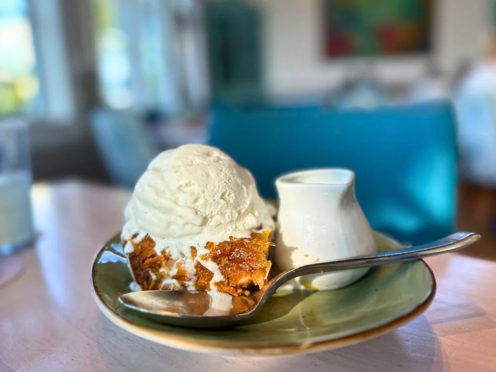 House-made Coconut-Pineapple Bread Pudding at Sebastian's Bistro Disney's Caribbean Beach Resort