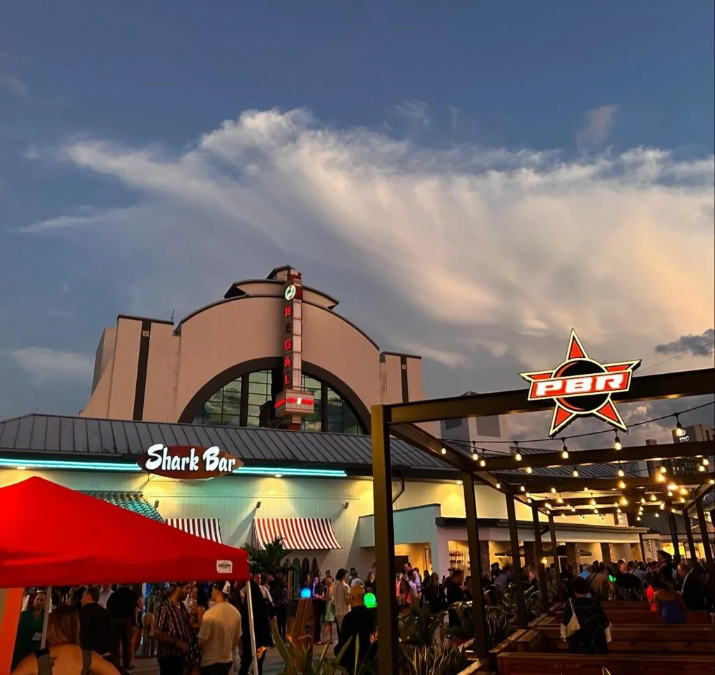 Shark Bar and PBR Orlando New Bars and Restaurants at Live! At The Pointe Orlando at sunset