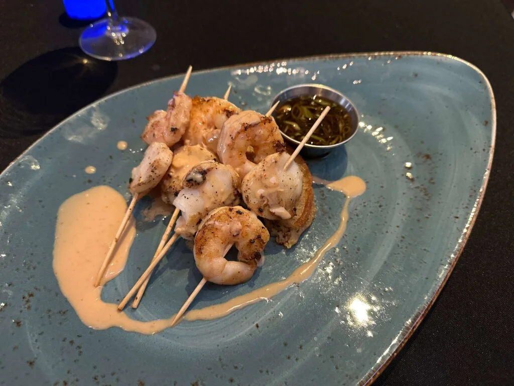 Shrimp and Scallops for Blue Menu Dining in the Dark Orlando at Melia Celebration
