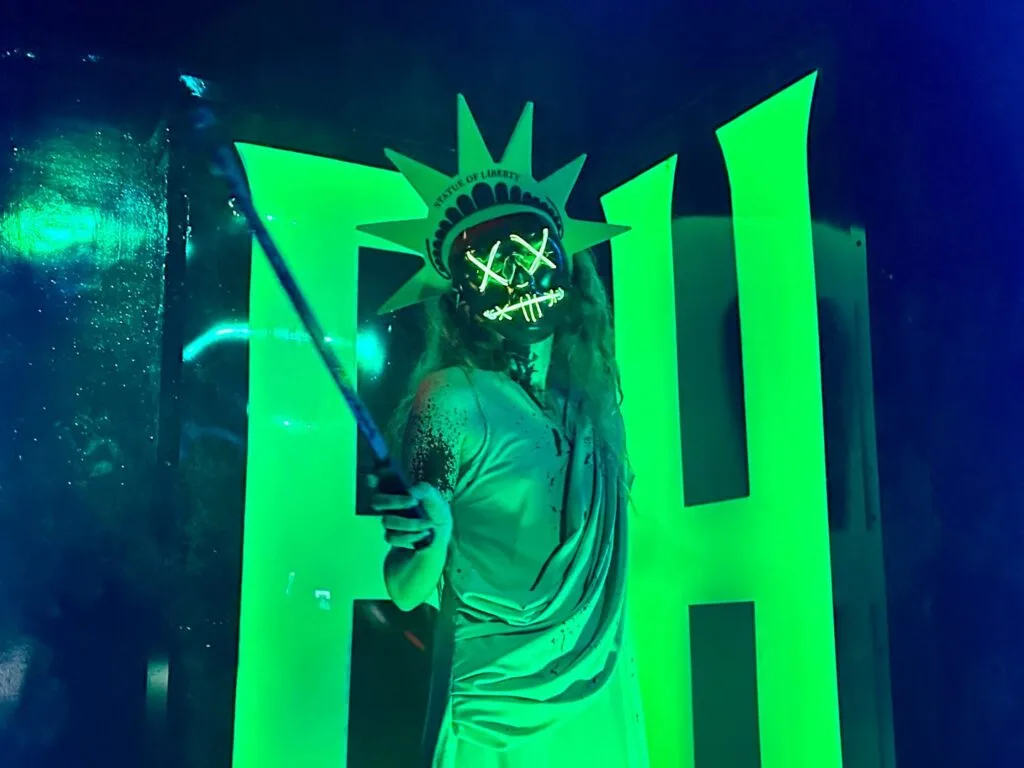 Character from The Purge in Blumhouse Scare Zone Halloween Horror Nights Universal Orlando