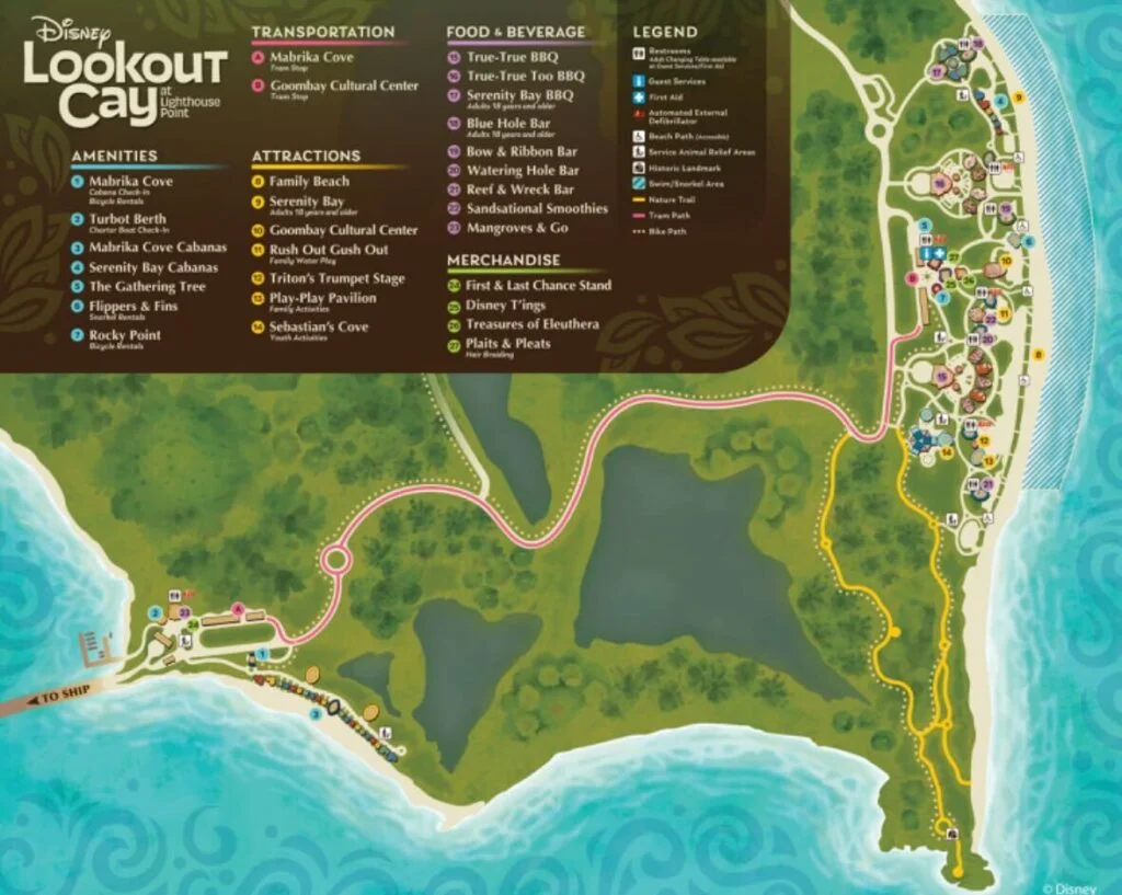 Disney Lookout Cay at Lighthouse Point Map - image from Disney Cruise Line Media Relations