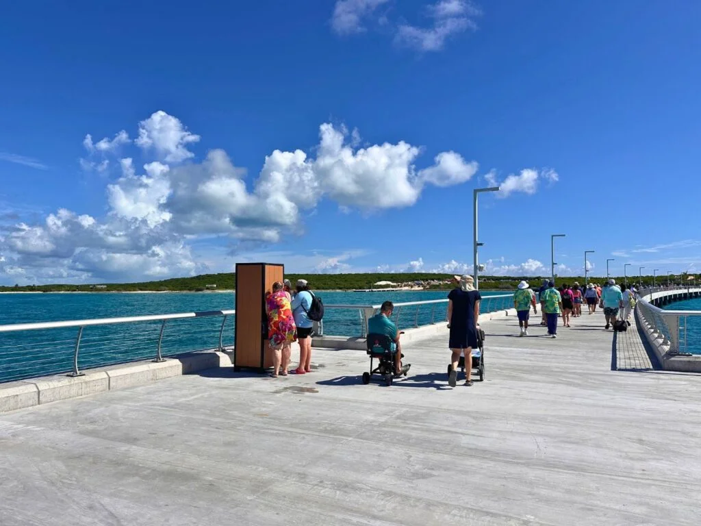Water cooler on Lookout Cay pier long walkway