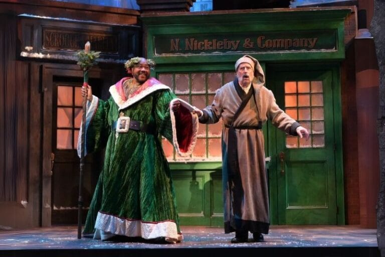 Orlando Shakes A Christmas Carol actor Scrooge and actor Christmas present - @orlandoshakes