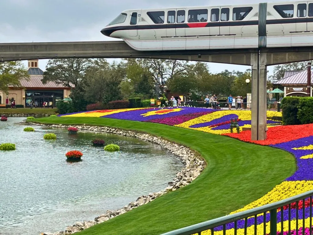 Orlando for adults EPCOT Flower and Garden Festival flowers and monorail - image by Meghan Roth