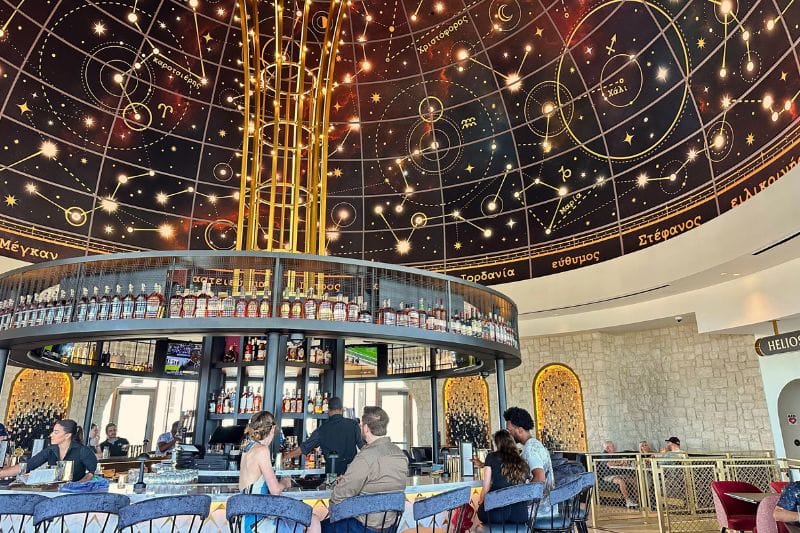 Dazzling decor and guests at 360 bar of Bar Helios - image by Dani Meyering center view