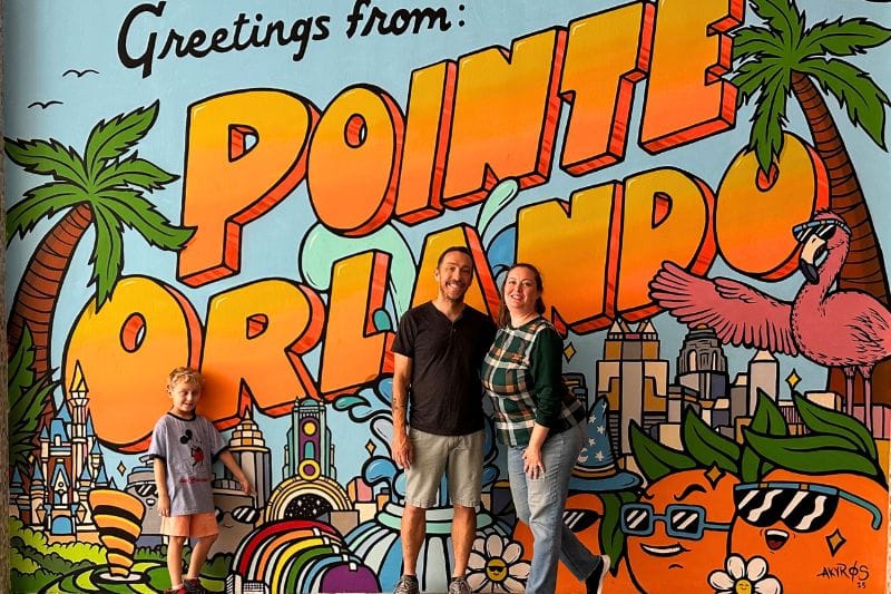 Mural of Pointe Orlando with orlando icons and epic universe - image from Dani Meyering
