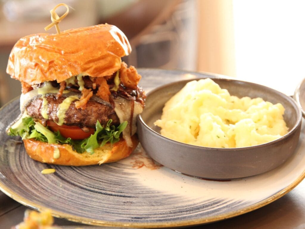 Tartufo Beast Burger with horseradish mashed potatoes