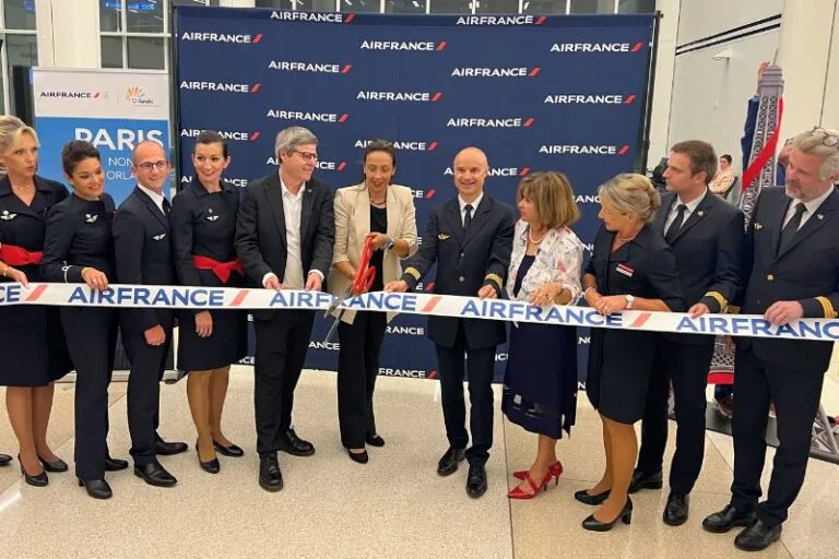 Air France new MCO nonstop flights to Paris group ribbon cutting ceremony - image by Kelsey Glennon