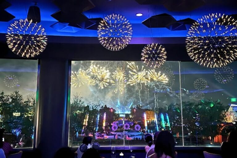 GEO-82 Adults Only Lounge at EPCOT dining area during fireworks experience - image by Dani Meyering compress