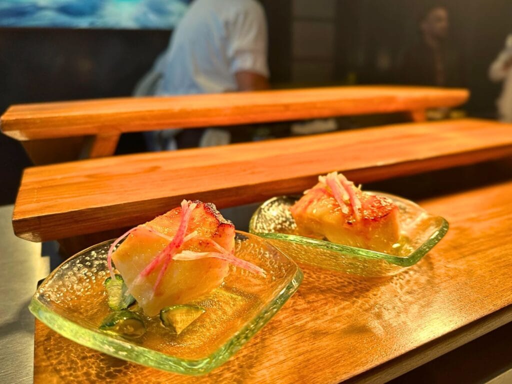 Bourbon Steak Orlando Sea Bass Samples during media preview - image by Dani Meyering