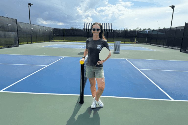 woman on pickleball court