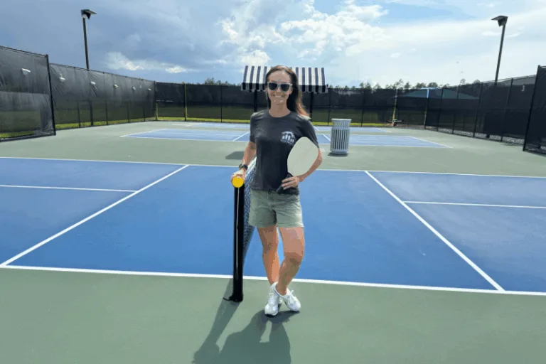 woman on pickleball court