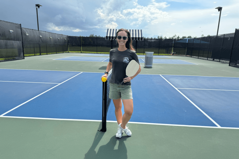 woman on pickleball court
