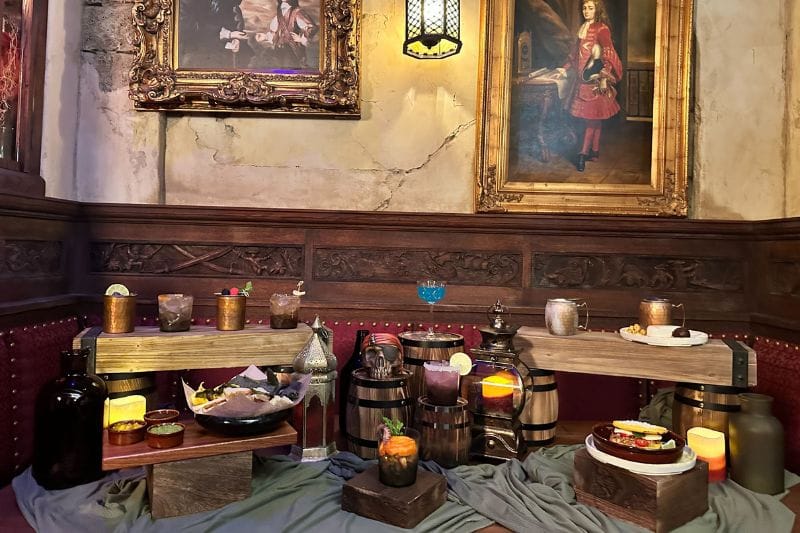 Beak and Barrel Pirates Lounge at Magic Kingdom food and drink on display
