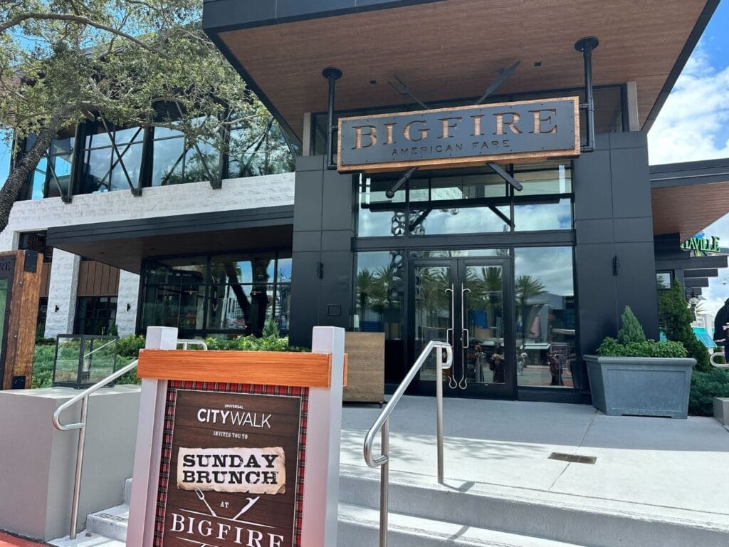 Bigfire Brunch at CityWalk entrance and sign - image by Dani Meyering