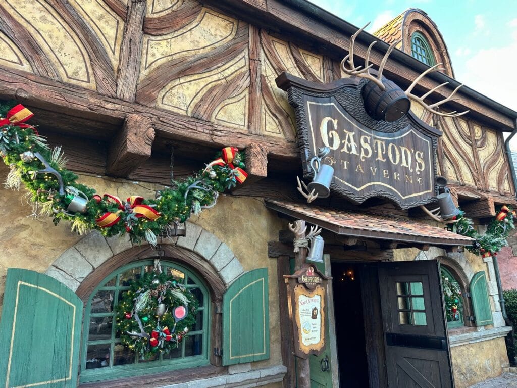 New Christmas Decorations at Magic Kingdom Gaston's Tavern - image by Dani Meyering