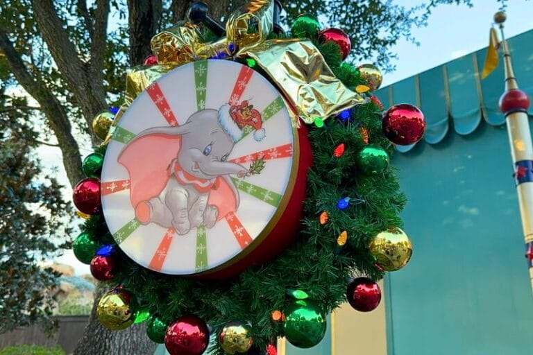 Storybook Circus Dumbo Christmas Lampost Decorations at Magic Kingdom - image by Dani Meyering