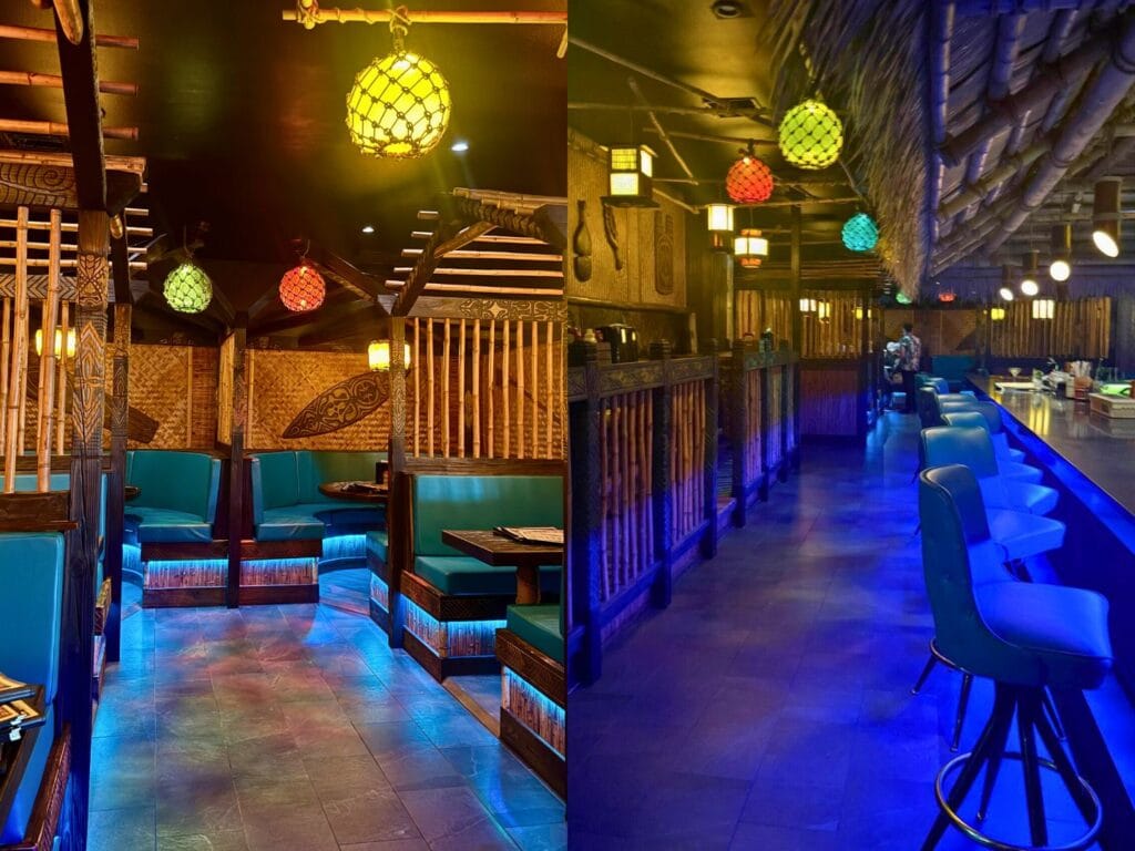 Indoor Tiki Bar seats Dirty Birds Bar and Grill Cocoa Beach - image by Jodi Caballero both