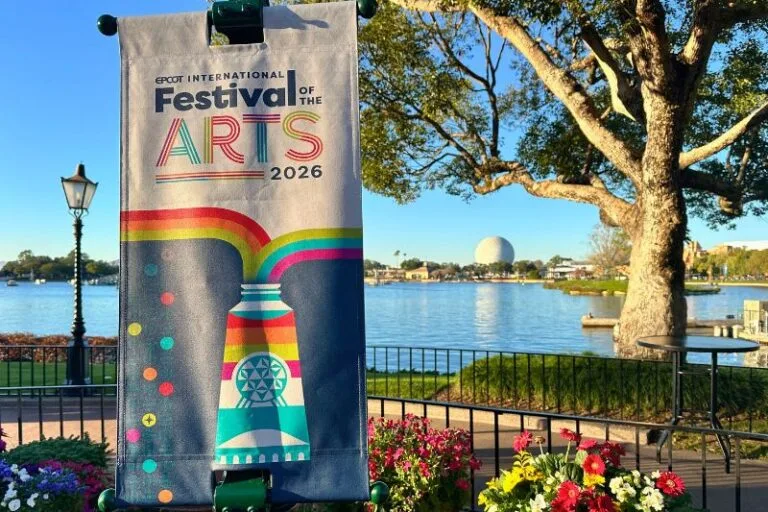 EPCOT Festival of the Arts Banner and Spaceship Earth - image by Dani Meyering feature