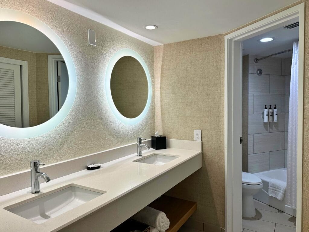 Master bathroom of King Suite at Embassy Suites Deerfield Beach - image by Dani Meyering