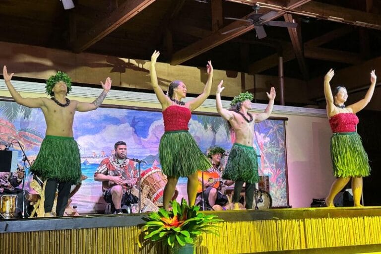 Dancers on stage Wantilan Luau Loews Royal Pacific - image by Dani Meyering