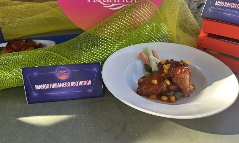 Delicious Mango Habanero BBQ Wings from Aquaglow at Aquatica!