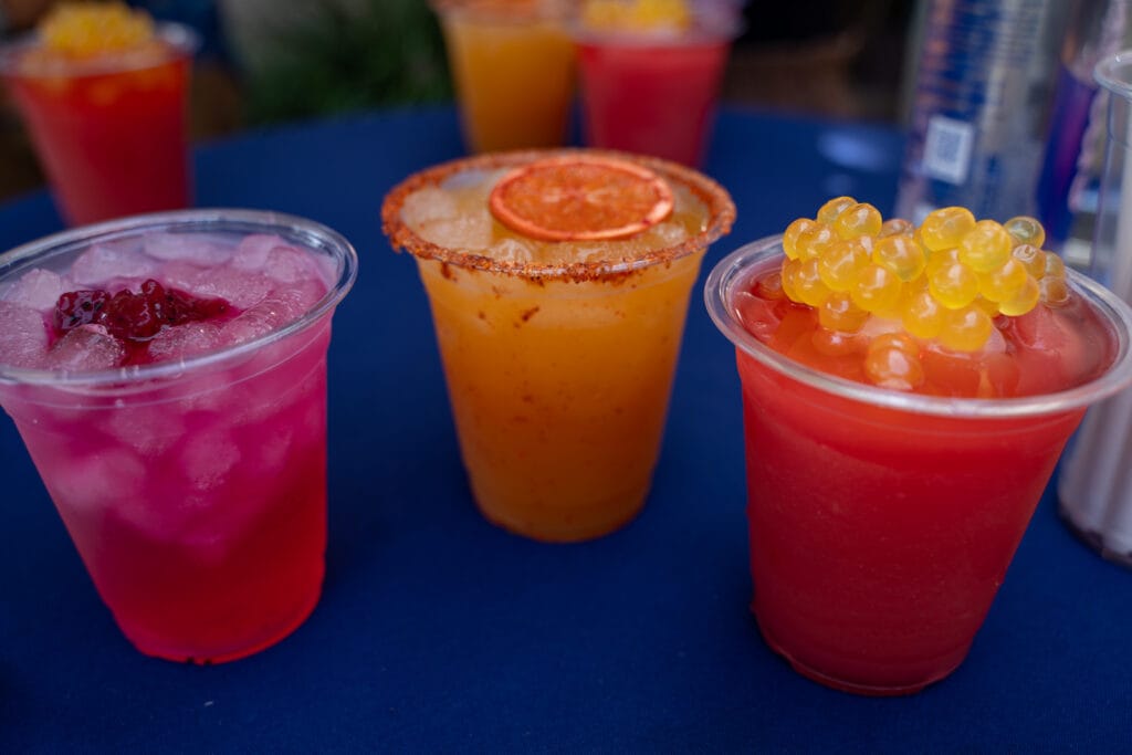 Pictured from left to right: Yovo Fruit Margarita, Trader's Tailwind, and Nightwraith Blaze.