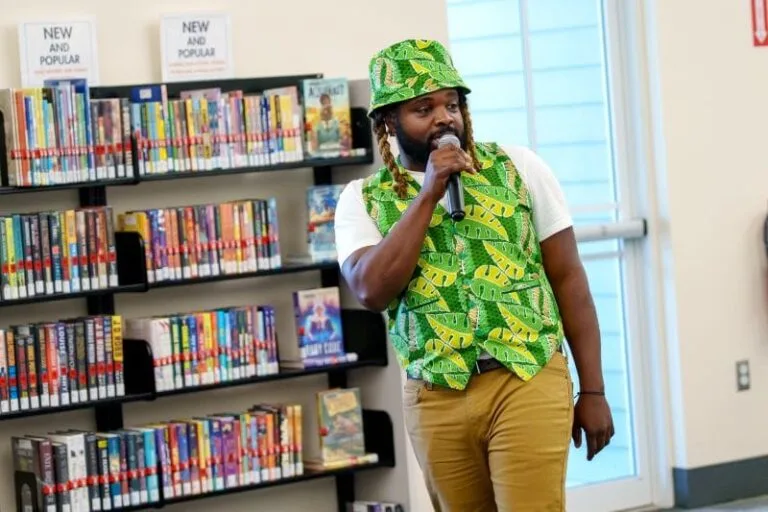 Musician Fyütch performing at the library, one of many Juneteenth events in Orlando