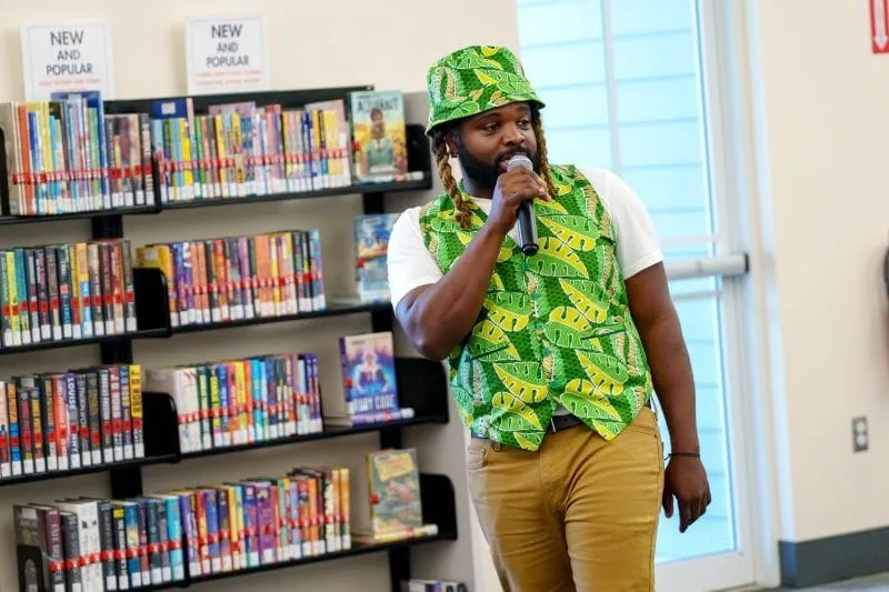 Musician Fyütch performing at the library, one of many Juneteenth events in Orlando